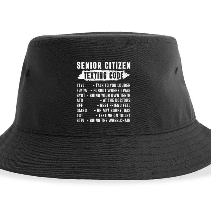 Funny Senior Citizens Texting Code Fathers Day For Grandpa Sustainable Bucket Hat