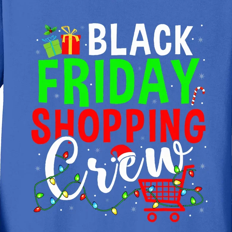 Friday Shopping Crew Christmas Lights Black Shopping Family Kids Long Sleeve Shirt