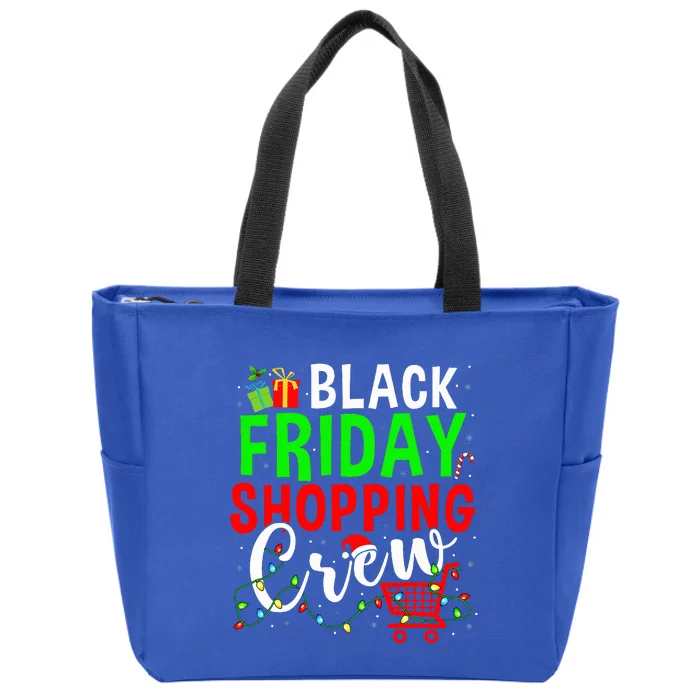 Friday Shopping Crew Christmas Lights Black Shopping Family Zip Tote Bag