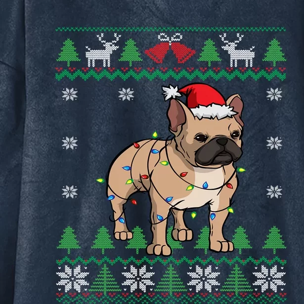 Frenchie Santa Claus Cute French Bulldog Ugly Christmas Meaningful Gift Hooded Wearable Blanket