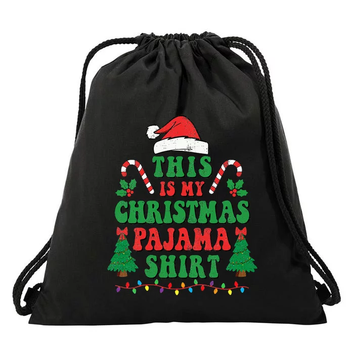 Funny Santa Christmas Pajama Festive Holiday Costume Drawstring Bag