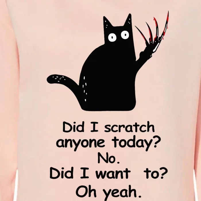 Funny Sarcastic Cat Have I Scratched Anyone Today Black Cat Womens California Wash Sweatshirt