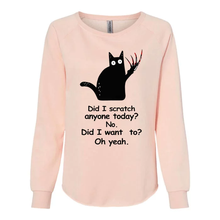 Funny Sarcastic Cat Have I Scratched Anyone Today Black Cat Womens California Wash Sweatshirt