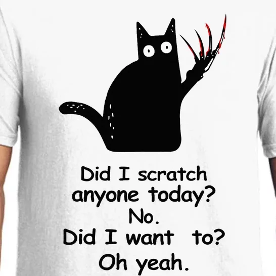 Funny Sarcastic Cat Have I Scratched Anyone Today Black Cat Pajama Set