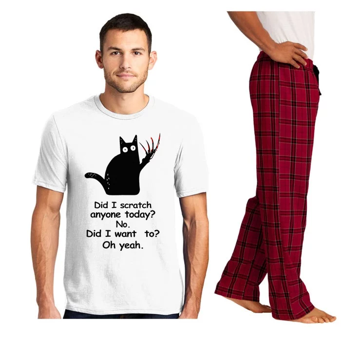 Funny Sarcastic Cat Have I Scratched Anyone Today Black Cat Pajama Set