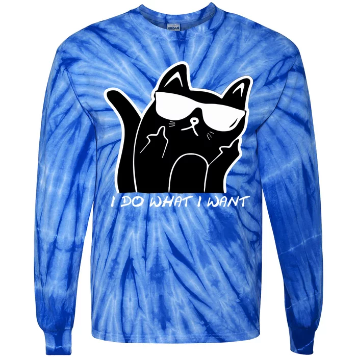 Funny Sarcastic Cat I Do What I Want Adults Gift Tie-Dye Long Sleeve Shirt