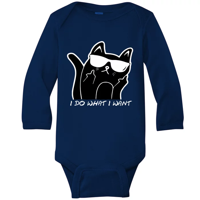 Funny Sarcastic Cat I Do What I Want Adults Gift Baby Long Sleeve Bodysuit