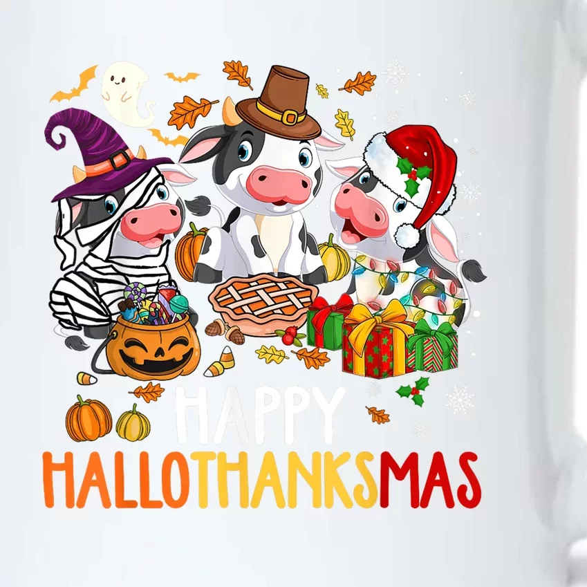 Funny Santa Cow Happy HalloThanksMas Costume Black Color Changing Mug