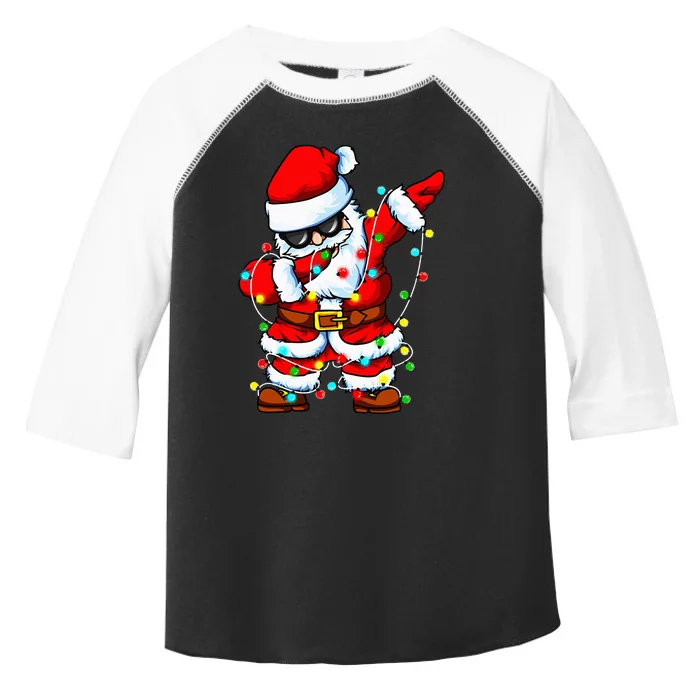 Festive Santa Claus Dabbing with Christmas Tree Lights Toddler Fine Jersey T-Shirt