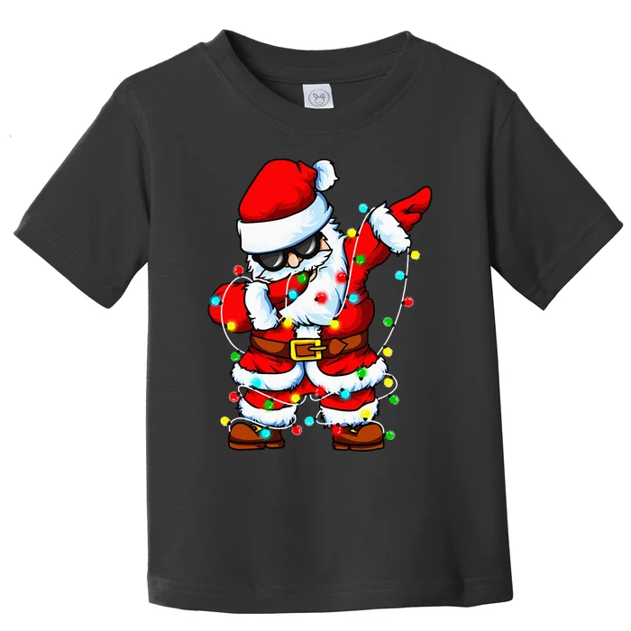 Festive Santa Claus Dabbing with Christmas Tree Lights Toddler T-Shirt