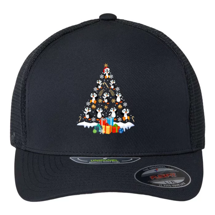 Funny Santa Claus Penguin Xmas Tree Lights Merry Christmas Gift Flexfit Unipanel Trucker Cap