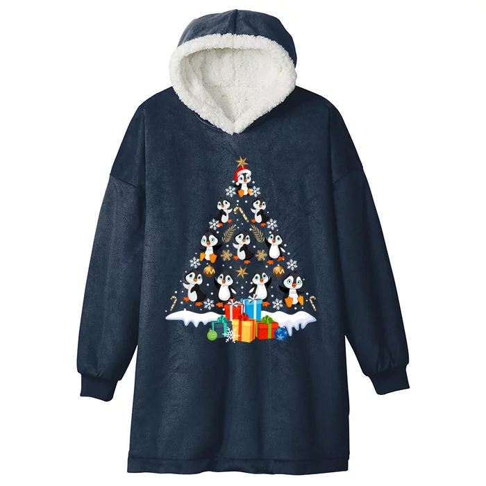 Funny Santa Claus Penguin Xmas Tree Lights Merry Christmas Gift Hooded Wearable Blanket