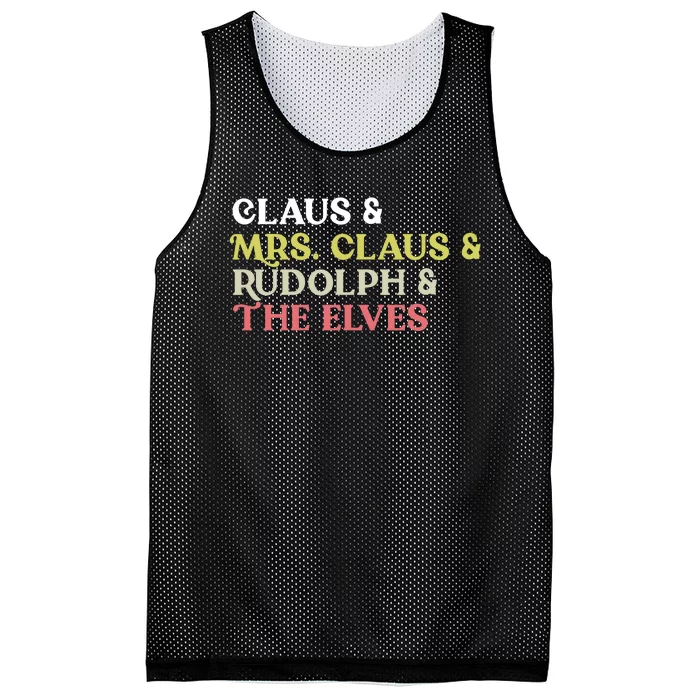 Funny Santa Claus Family Mrs Claus Rudolph Elves Christmas Mesh Reversible Basketball Jersey Tank