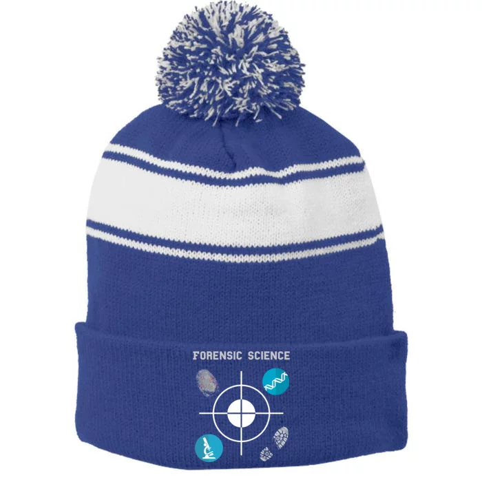 Forensic Science Cute Gift Crime Scene Evidence Stripe Pom Pom Beanie