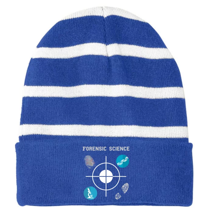 Forensic Science Cute Gift Crime Scene Evidence Striped Beanie with Solid Band