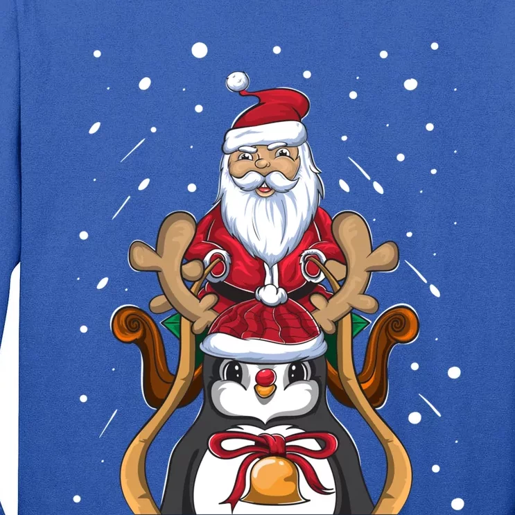 Funny Santa Claus Xmas Funny Gift Christmas Penguin Cool Gift Tall Long Sleeve T-Shirt