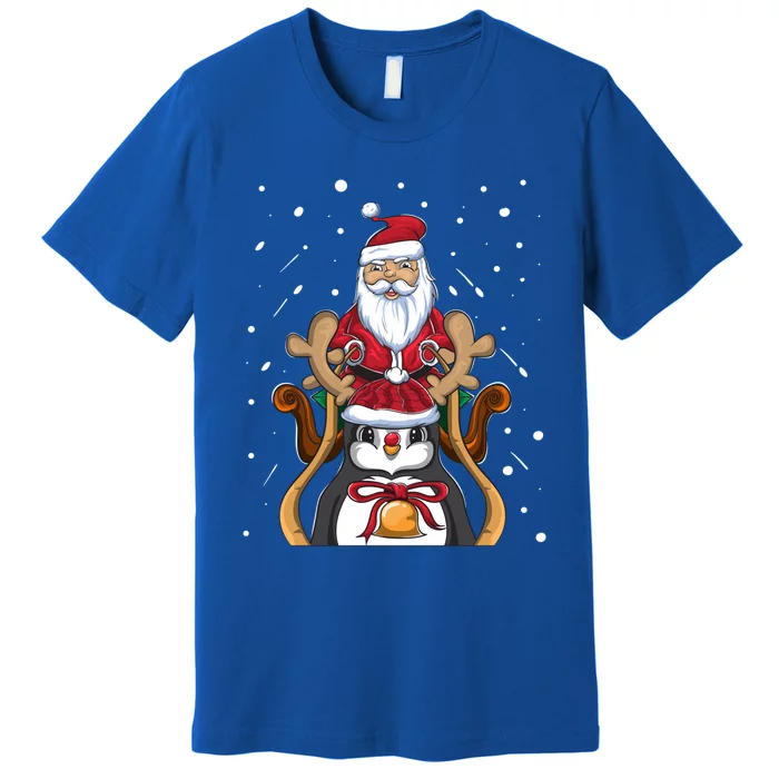 Funny Santa Claus Xmas Funny Gift Christmas Penguin Cool Gift Premium T-Shirt