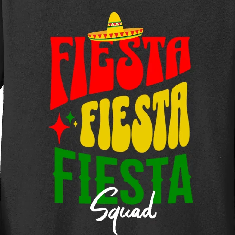 Fiesta Squad Cinco De Mayo Mexican Party Funny Cinco De Mayo Kids Long Sleeve Shirt