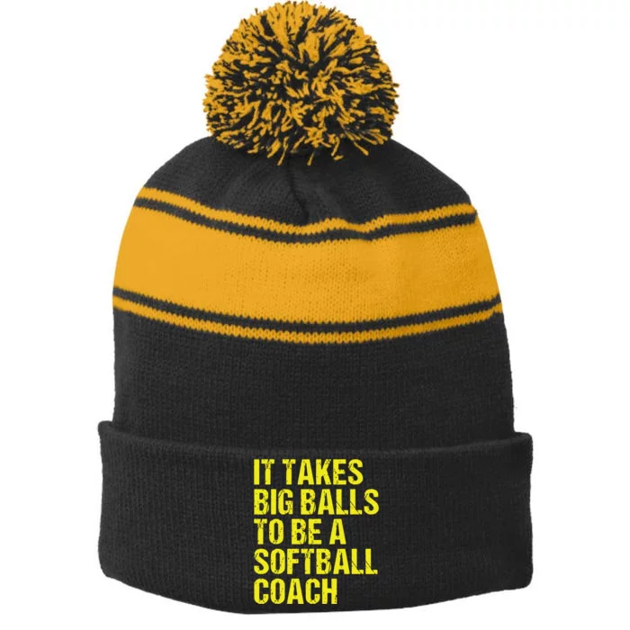 Funny Softball Coach Gift Softball Coach Tee Stripe Pom Pom Beanie