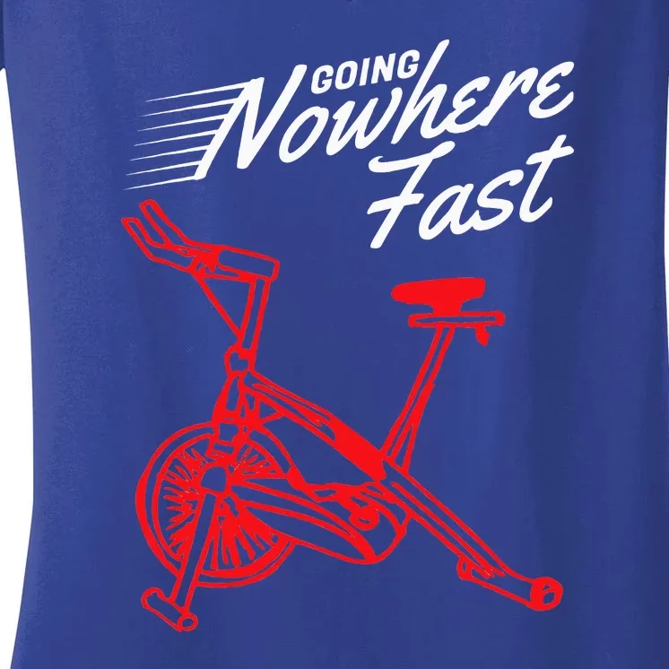 Funny Spin Class Going Nowhere Fast Indoor Cycling Spinning Women's V-Neck T-Shirt