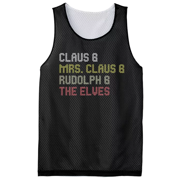 Funny Santa Claus Family Mrs Claus Rudolph Elves Christmas Mesh Reversible Basketball Jersey Tank