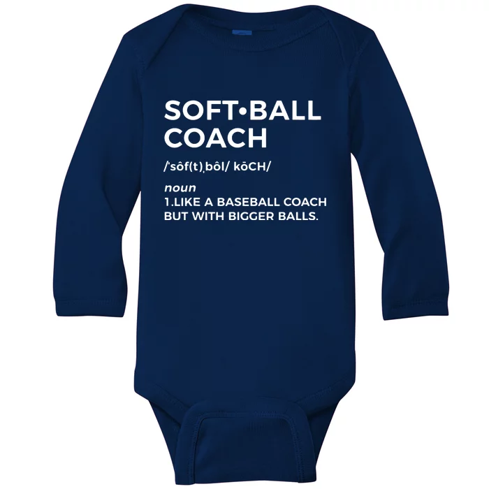 Funny Softball Coach Gift Softball Coach Tee Baby Long Sleeve Bodysuit