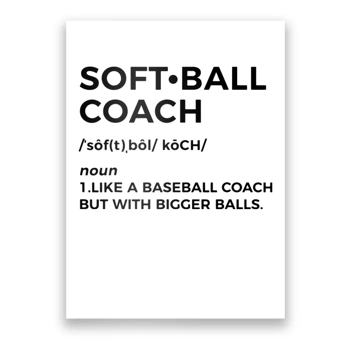 Funny Softball Coach Gift Softball Coach Tee Poster