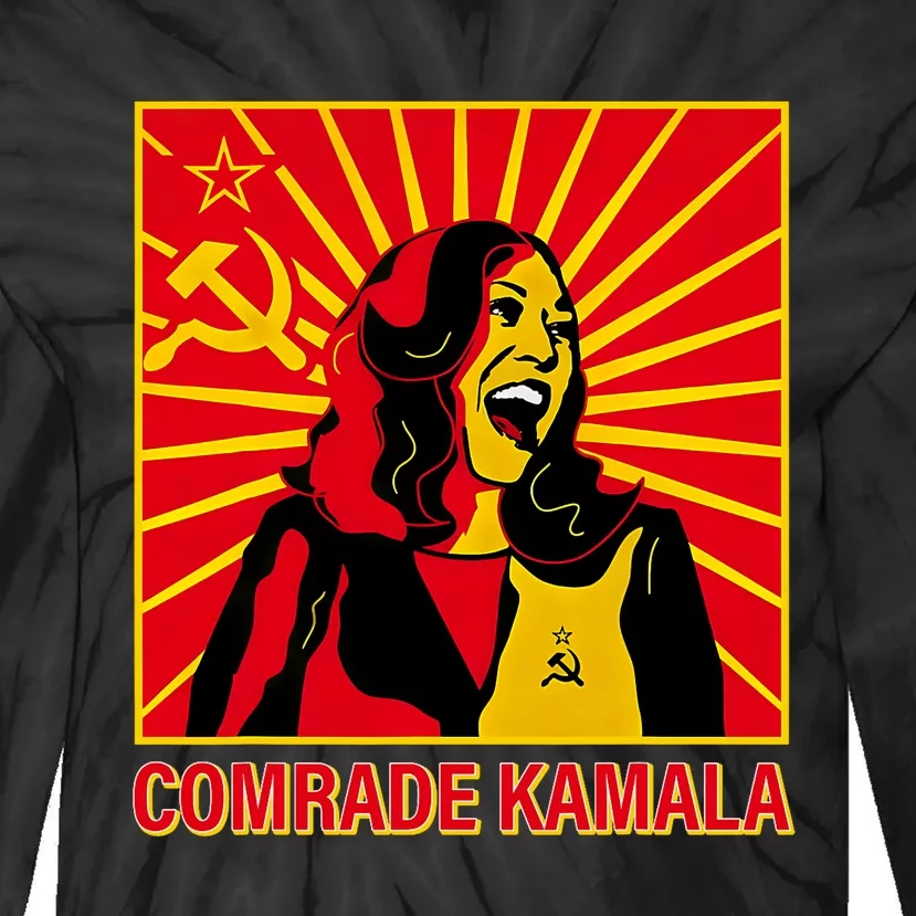 Fun Socialist Comrade Kamala Commie La Harris 2024 Kammunism Tie-Dye Long Sleeve Shirt