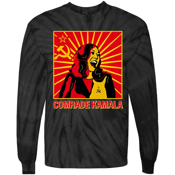 Fun Socialist Comrade Kamala Commie La Harris 2024 Kammunism Tie-Dye Long Sleeve Shirt