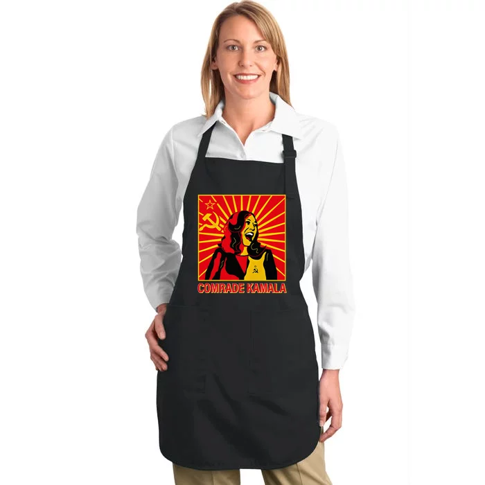 Fun Socialist Comrade Kamala Commie La Harris 2024 Kammunism Full-Length Apron With Pocket