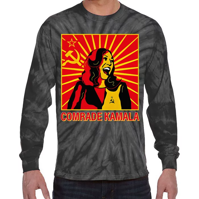 Fun Socialist Comrade Kamala Commie La Harris 2024 Kammunism Tie-Dye Long Sleeve Shirt