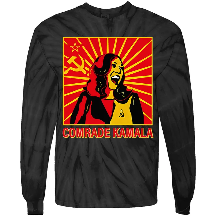 Fun Socialist Comrade Kamala Commie La Harris 2024 Kammunism Tie-Dye Long Sleeve Shirt