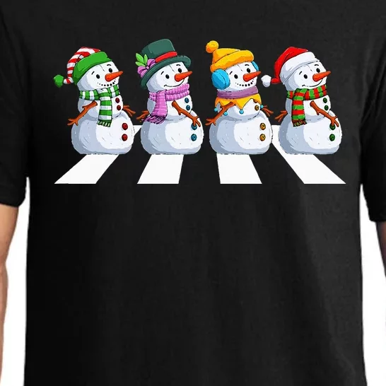 funny snowman Crossing Road Crosswalk snowmies Christmas Pajama Set