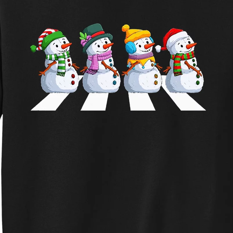 funny snowman Crossing Road Crosswalk snowmies Christmas Tall Sweatshirt