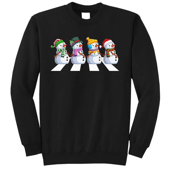 funny snowman Crossing Road Crosswalk snowmies Christmas Tall Sweatshirt