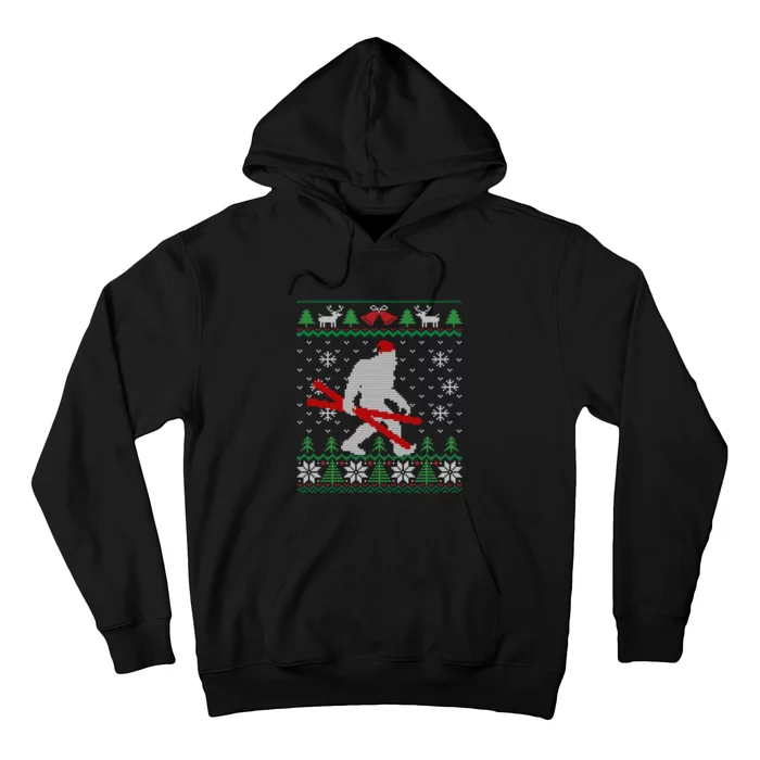 Funny Skiing Cute Bigfoot Ugly Christmas Gift Hoodie