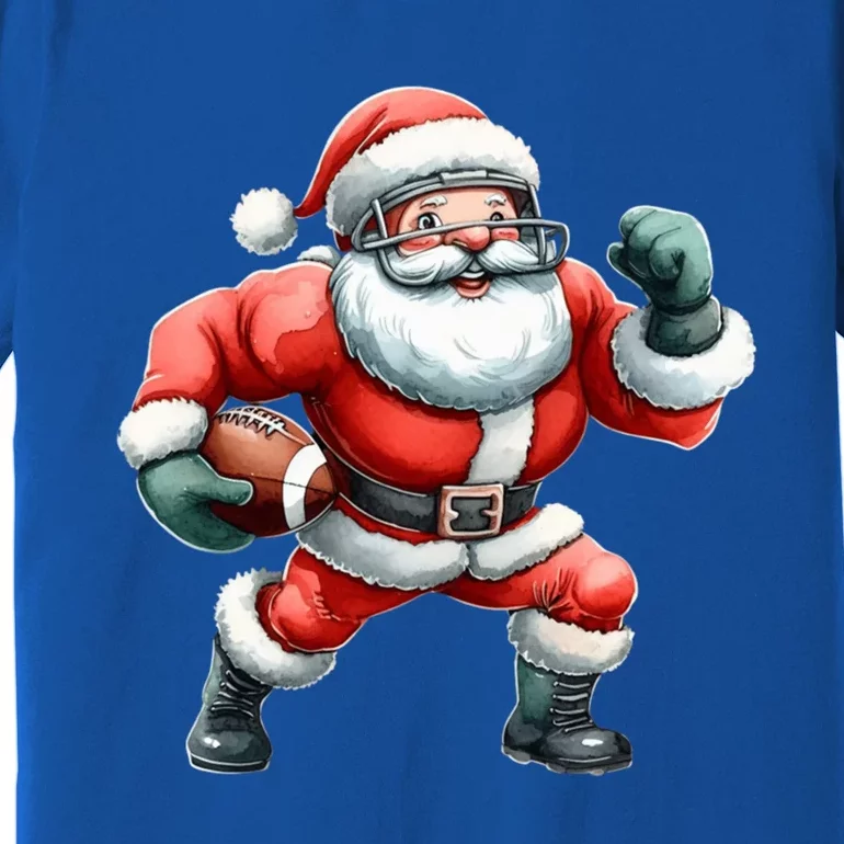 Football Santa Christmas Funny Santa Playing Football Xmas Gift Premium T-Shirt