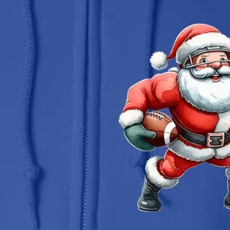 Football Santa Christmas Funny Santa Playing Football Xmas Gift Full Zip Hoodie