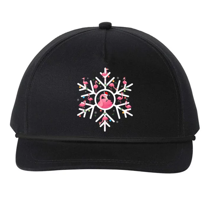 Funny Santa Claus Pink Flamingos With Snowflakes Xmas Pjs Gift Snapback Five-Panel Rope Hat