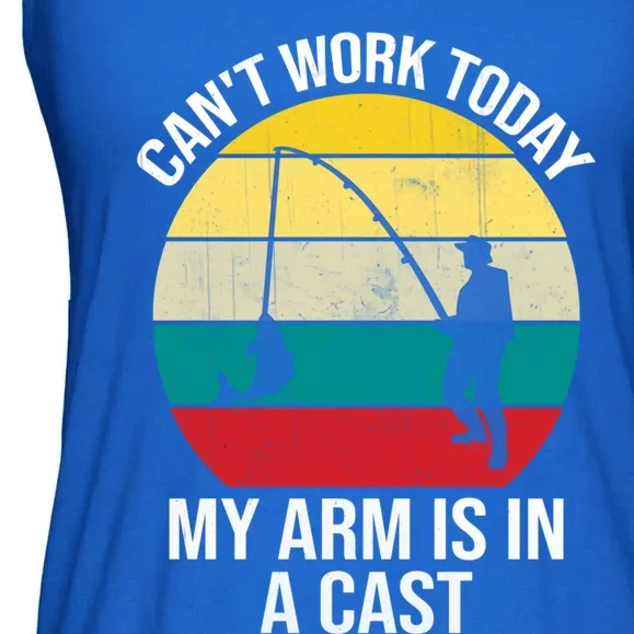 Fishing Saying Cant Work Today My Arm Is In A Cast Gift Ladies Essential Flowy Tank