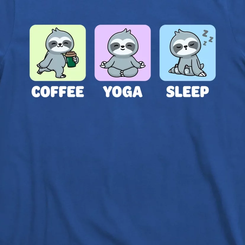 Funny Sloth Coffee Yoga Sleep Repeat Cute Kawaii Animal Gift T-Shirt