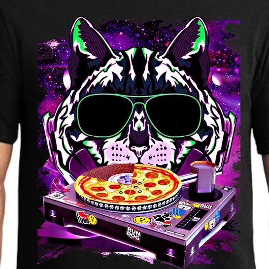 Funny Space Cat Remix Dj Pizza Remix For Cat Galaxy Lovers Gift Pajama Set