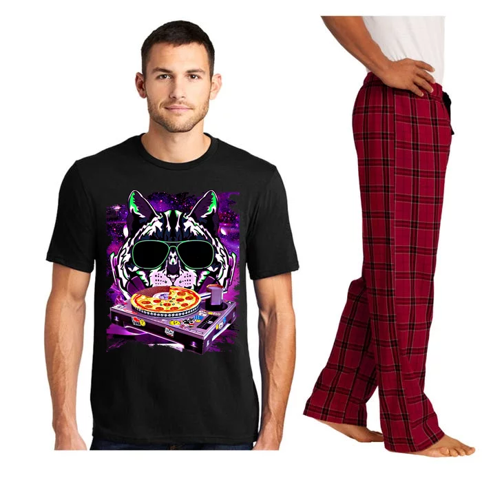 Funny Space Cat Remix Dj Pizza Remix For Cat Galaxy Lovers Gift Pajama Set