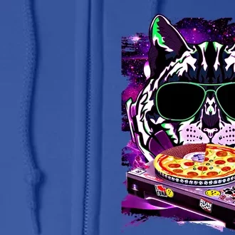 Funny Space Cat Remix Dj Pizza Remix For Cat Galaxy Lovers Gift Full Zip Hoodie