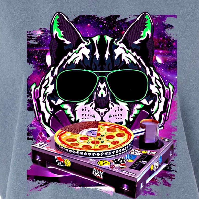 Funny Space Cat Remix Dj Pizza Remix For Cat Galaxy Lovers Gift Garment-Dyed Women's Muscle Tee