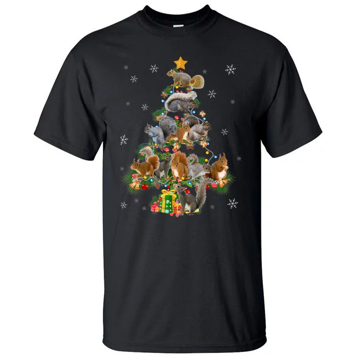 Funny Squirrel Christmas Tree Squirrel Lover Xmas Gifts TShirt Tall T-Shirt