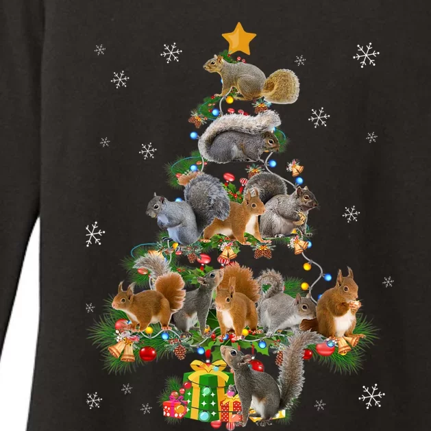 Funny Squirrel Christmas Tree Squirrel Lover Xmas Gifts TShirt Womens CVC Long Sleeve Shirt