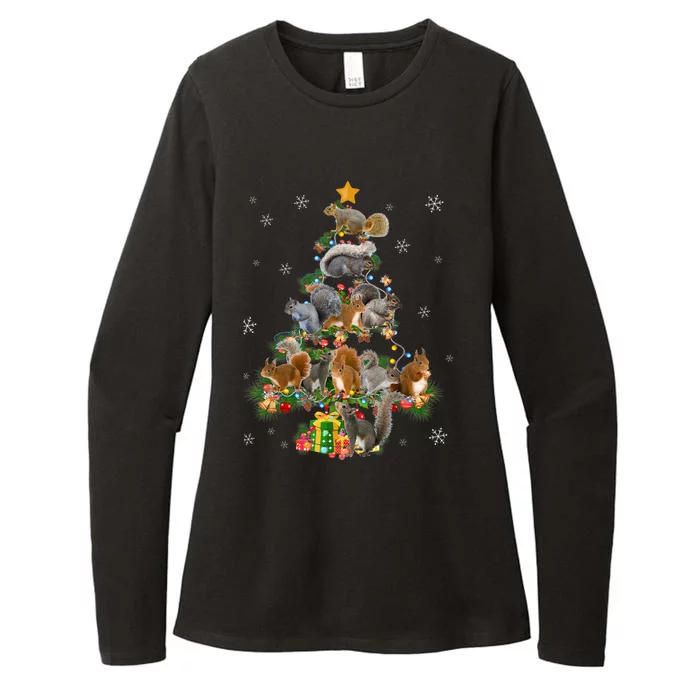 Funny Squirrel Christmas Tree Squirrel Lover Xmas Gifts TShirt Womens CVC Long Sleeve Shirt