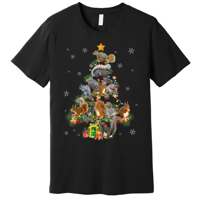 Funny Squirrel Christmas Tree Squirrel Lover Xmas Gifts TShirt Premium T-Shirt