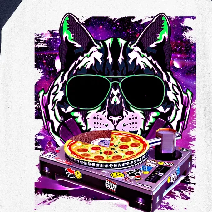 Funny Space Cat Remix Dj Pizza Remix For Cat Galaxy Lovers Cute Gift Baseball Sleeve Shirt